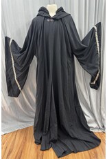Cloakmakers.com R574-Washable Large Charcoal Robe w/ Black Velvet Hood Lining & Silver Tone Clasp