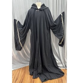 Cloakmakers.com R574-Washable Large Charcoal Robe w/ Black Velvet Hood Lining & Silver Tone Clasp