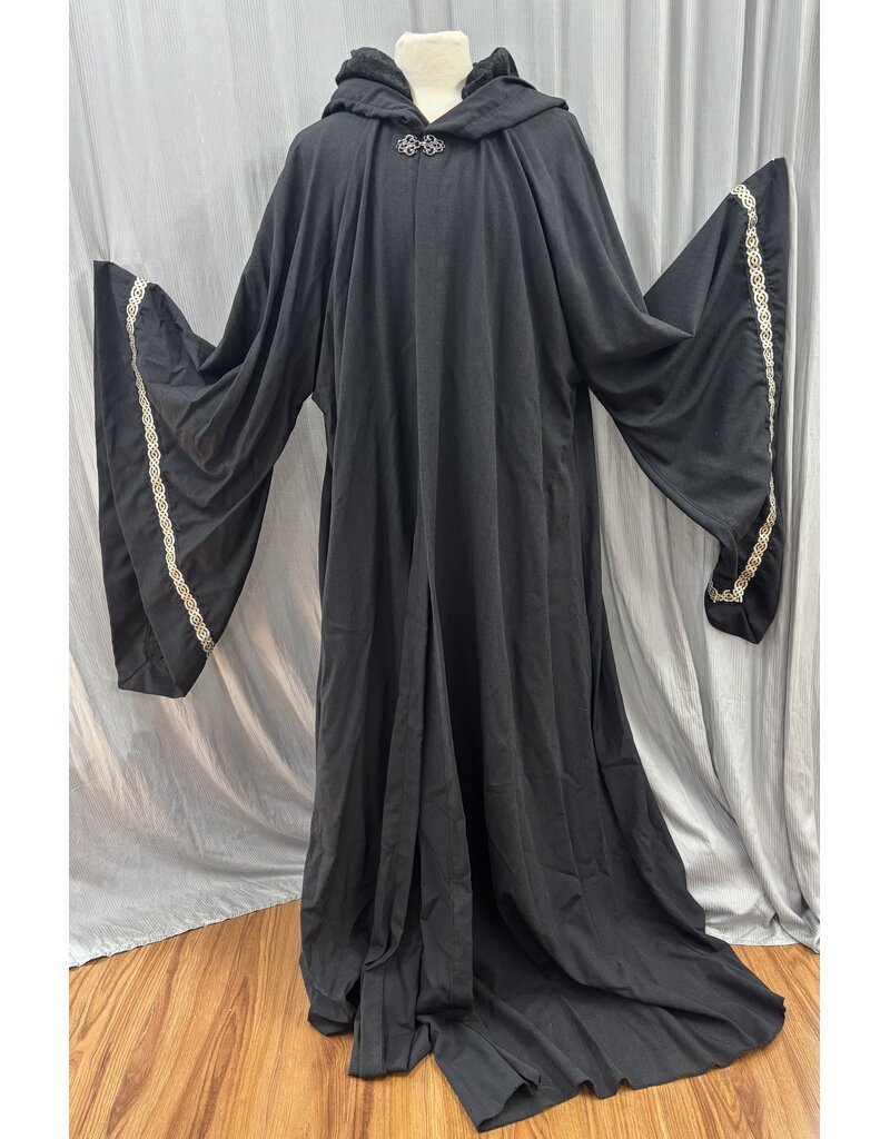 Cloakmakers.com R574-Washable Large Charcoal Robe w/ Black Velvet Hood Lining & Silver Tone Clasp