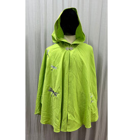6041-Bright Green Ruana W/Several Dragonfly Embroideries & Pockets