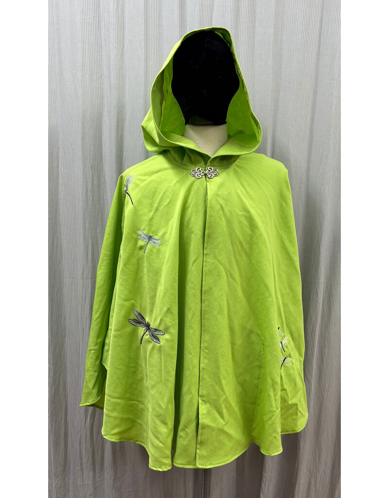 6041-Bright Green Ruana W/Several Dragonfly Embroideries & Pockets
