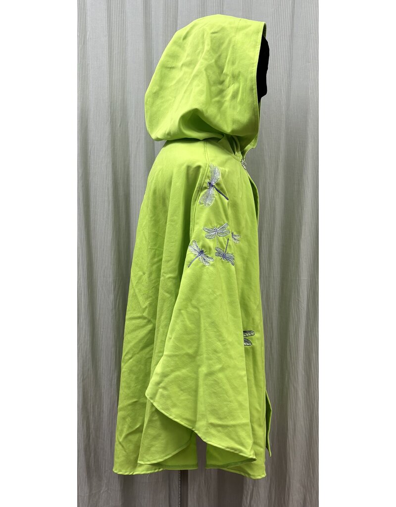 6041-Bright Green Ruana W/Several Dragonfly Embroideries & Pockets
