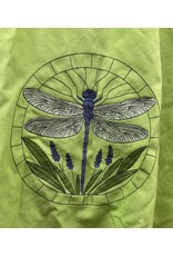 6041-Bright Green Ruana W/Several Dragonfly Embroideries & Pockets