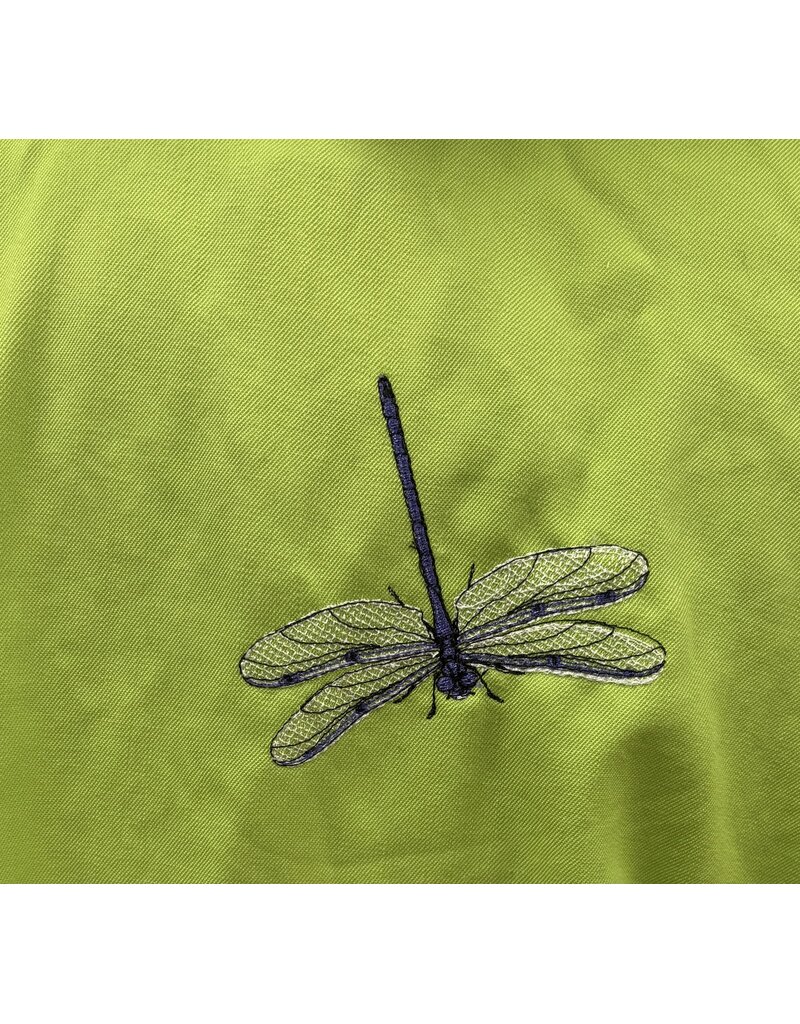 6041-Bright Green Ruana W/Several Dragonfly Embroideries & Pockets