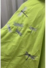 6041-Bright Green Ruana W/Several Dragonfly Embroideries & Pockets