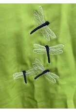 6041-Bright Green Ruana W/Several Dragonfly Embroideries & Pockets