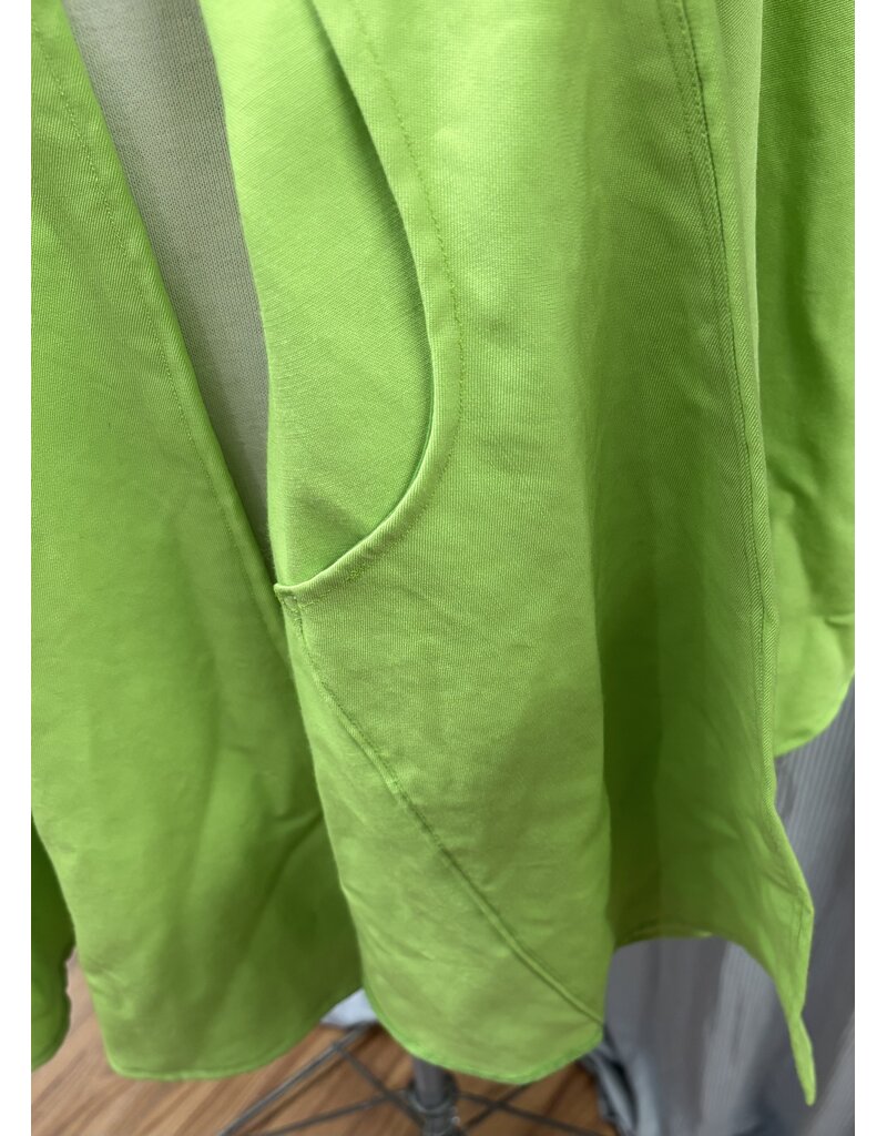 6041-Bright Green Ruana W/Several Dragonfly Embroideries & Pockets