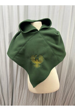 Cloakmakers.com H571-Green Fleece Hooded Cowl w/Owl Embroidery