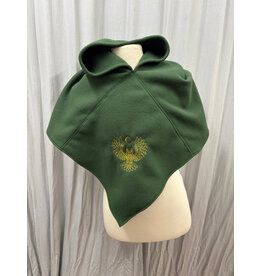 Cloakmakers.com H571-Green Fleece Hooded Cowl w/Owl Embroidery