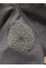 Cloakmakers.com H575-Washable Black Wool Blend Hooded Cowl w/ Green Celtic Knot Embroidery