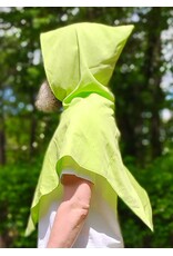 Cloakmakers.com H577-Washable Lightweight Bright Lichen Wool Blend Hooded Cowl w/ Blue Dragon Embroidery w/ Pointy Hood