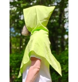 Cloakmakers.com H577-Washable Lightweight Bright Lichen Wool Blend Hooded Cowl w/ Blue Dragon Embroidery w/ Pointy Hood