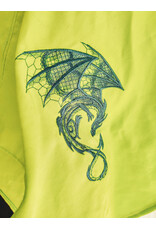 Cloakmakers.com H577-Washable Lightweight Bright Lichen Wool Blend Hooded Cowl w/ Blue Dragon Embroidery w/ Pointy Hood