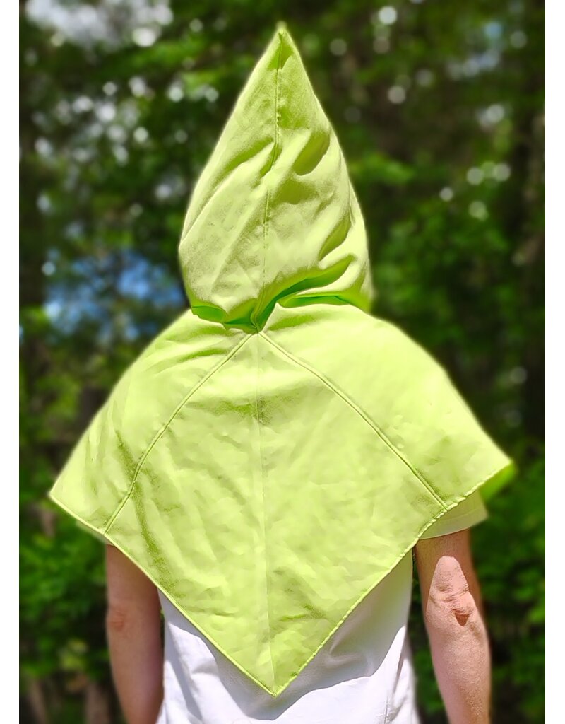 Cloakmakers.com H577-Washable Lightweight Bright Lichen Wool Blend Hooded Cowl w/ Blue Dragon Embroidery w/ Pointy Hood