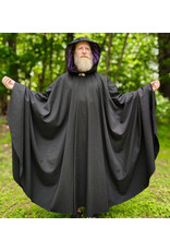 Cloakmakers.com 6042-Washable Black Wool Woven Blend Cloak w/ Dark Purple Velvet Hood Lining & Rain Resistance
