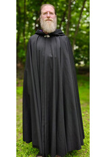 Cloakmakers.com 6042-Washable Black Wool Woven Blend Cloak w/ Dark Purple Velvet Hood Lining & Rain Resistance