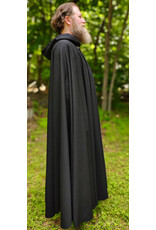 Cloakmakers.com 6042-Washable Black Wool Woven Blend Cloak w/ Dark Purple Velvet Hood Lining & Rain Resistance