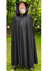 Cloakmakers.com 6042-Washable Black Wool Woven Blend Cloak w/ Dark Purple Velvet Hood Lining & Rain Resistance