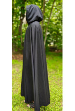 Cloakmakers.com 6042-Washable Black Wool Woven Blend Cloak w/ Dark Purple Velvet Hood Lining & Rain Resistance