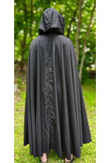 Cloakmakers.com 6042-Washable Black Wool Woven Blend Cloak w/ Dark Purple Velvet Hood Lining & Rain Resistance