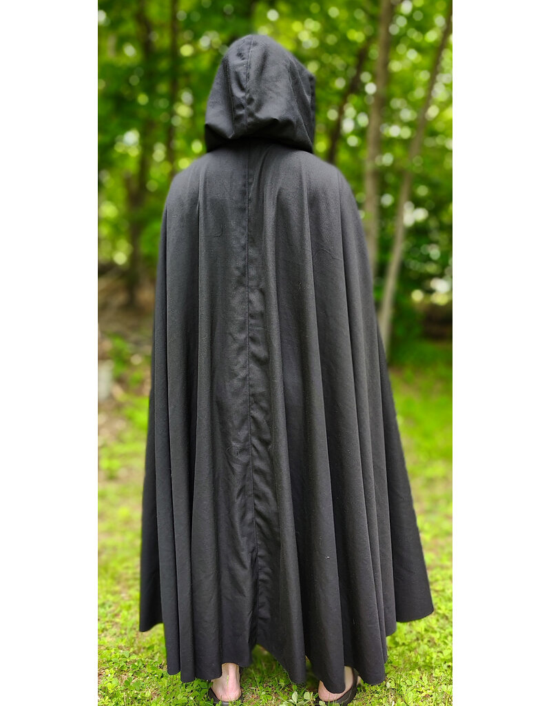 Cloakmakers.com 6042-Washable Black Wool Woven Blend Cloak w/ Dark Purple Velvet Hood Lining & Rain Resistance