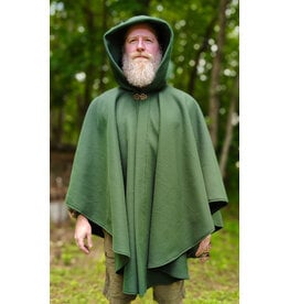 Cloakmakers.com 6043-Washable Green Fleece Ruana Cloak w/ Antique Bronze Tone Clasp