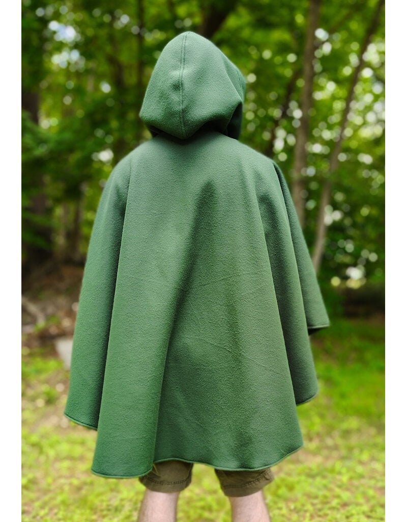 Cloakmakers.com 6043-Washable Green Fleece Ruana Cloak w/ Antique Bronze Tone Clasp