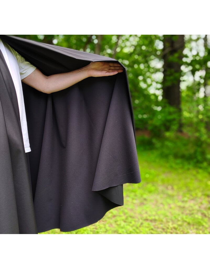 Cloakmakers.com 6044-Washable Black Hard Faced Fleece Raincloak w/ Silver Tone Clasp