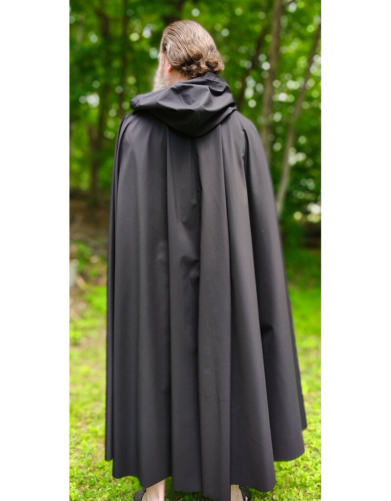 Cloakmakers.com 6044-Washable Black Hard Faced Fleece Raincloak w/ Silver Tone Clasp
