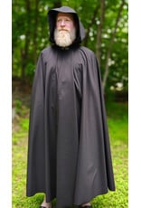 Cloakmakers.com 6044-Washable Black Hard Faced Fleece Raincloak w/ Silver Tone Clasp