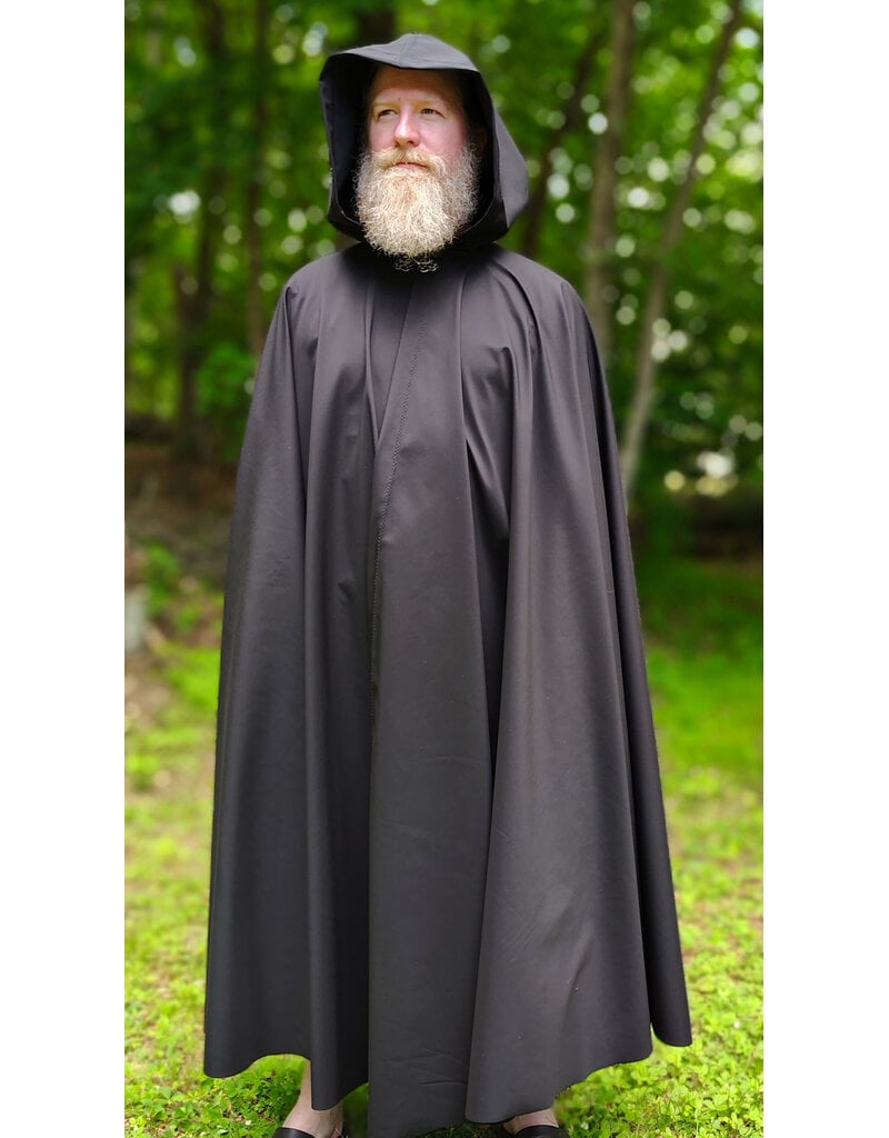 Cloakmakers.com 6044-Washable Black Hard Faced Fleece Raincloak w/ Silver Tone Clasp