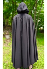 Cloakmakers.com 6044-Washable Black Hard Faced Fleece Raincloak w/ Silver Tone Clasp