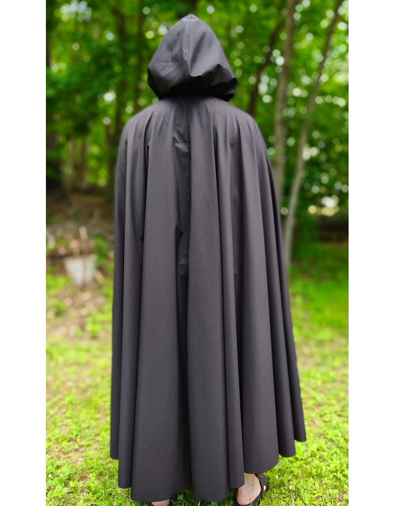 Cloakmakers.com 6044-Washable Black Hard Faced Fleece Raincloak w/ Silver Tone Clasp