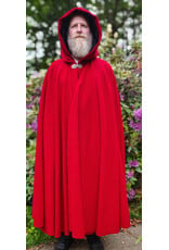 Cloakmakers.com 6045-Red Wool Cloak w/ Black Velvet Hood Lining & Gothic Rose Clasp