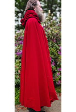 Cloakmakers.com 6045-Red Wool Cloak w/ Black Velvet Hood Lining & Gothic Rose Clasp