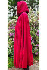 Cloakmakers.com 6045-Red Wool Cloak w/ Black Velvet Hood Lining & Gothic Rose Clasp
