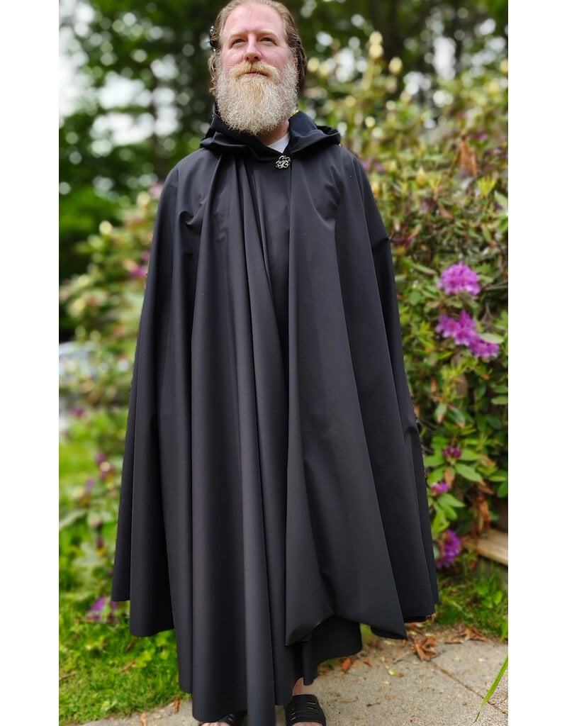 Cloakmakers.com 6046-Washable Black Hard Face Fleece Cloak w/ Rain Resistance & Silver Tone Clasp