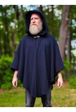 Cloakmakers.com 6047-Washable Midnight Blue Fleece Ruana Cloak w/ Gothic Rose Clasp