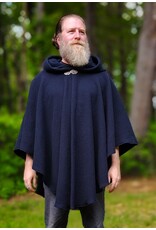 Cloakmakers.com 6047-Washable Midnight Blue Fleece Ruana Cloak w/ Gothic Rose Clasp