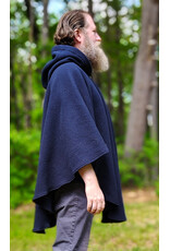 Cloakmakers.com 6047-Washable Midnight Blue Fleece Ruana Cloak w/ Gothic Rose Clasp