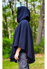 Cloakmakers.com 6047-Washable Midnight Blue Fleece Ruana Cloak w/ Gothic Rose Clasp