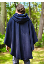 Cloakmakers.com 6047-Washable Midnight Blue Fleece Ruana Cloak w/ Gothic Rose Clasp