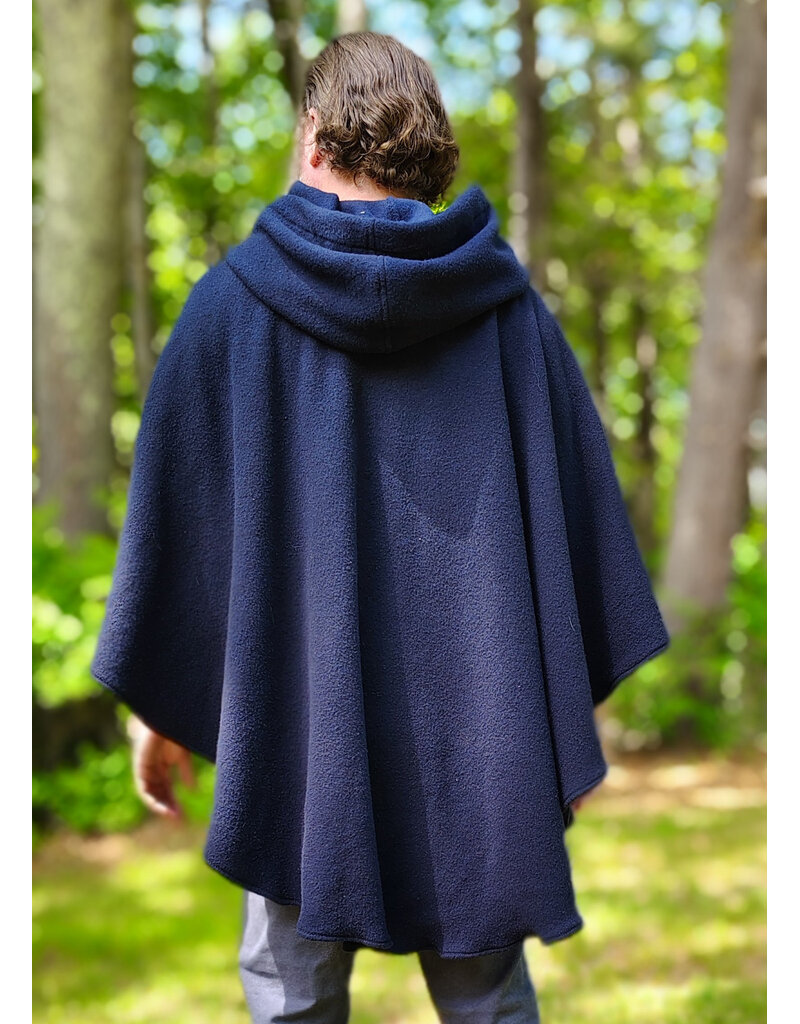 Cloakmakers.com 6047-Washable Midnight Blue Fleece Ruana Cloak w/ Gothic Rose Clasp