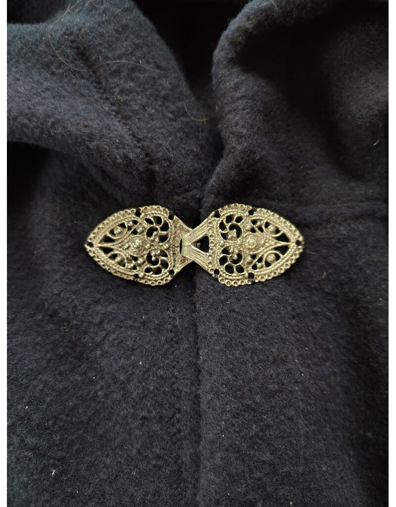 Cloakmakers.com 6047-Washable Midnight Blue Fleece Ruana Cloak w/ Gothic Rose Clasp