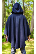 Cloakmakers.com 6047-Washable Midnight Blue Fleece Ruana Cloak w/ Gothic Rose Clasp