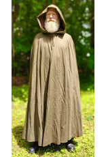 Cloakmakers.com 6048-Washable Greenish Brown Wool Blend Ranger Cloak w/ Brown Velvet Hood Lining & Bronze Tone Clasp