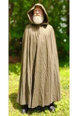 Cloakmakers.com 6048-Washable Greenish Heather Wool Blend Ranger Cloak w/ Brown Velvet Hood Lining & Bronze Tone Clasp