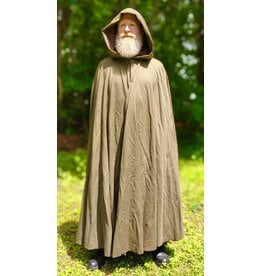 Cloakmakers.com 6048-Washable Greenish Brown Wool Blend Ranger Cloak w/ Brown Velvet Hood Lining & Bronze Tone Clasp