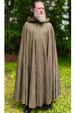 Cloakmakers.com 6048-Washable Greenish Brown Wool Blend Ranger Cloak w/ Brown Velvet Hood Lining & Bronze Tone Clasp