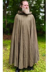 Cloakmakers.com 6048-Washable Greenish Heather Wool Blend Ranger Cloak w/ Brown Velvet Hood Lining & Bronze Tone Clasp